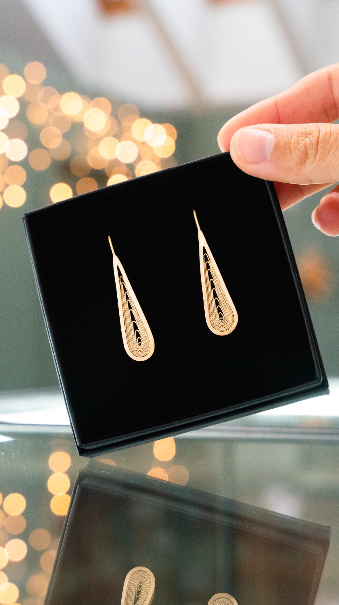 Teardrop Filigree Earrings - Medium 14k Gold Finish