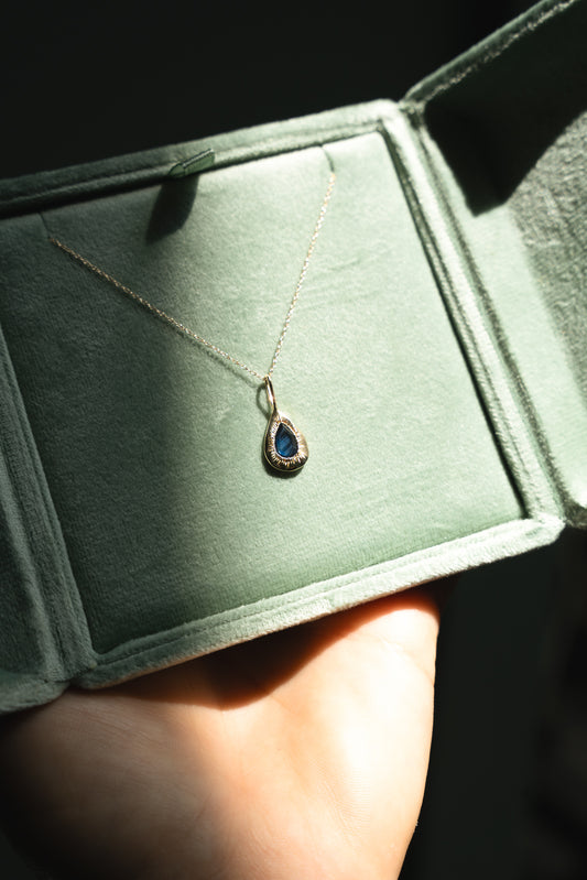 Unearthed Pendant - Teardrop Sapphire