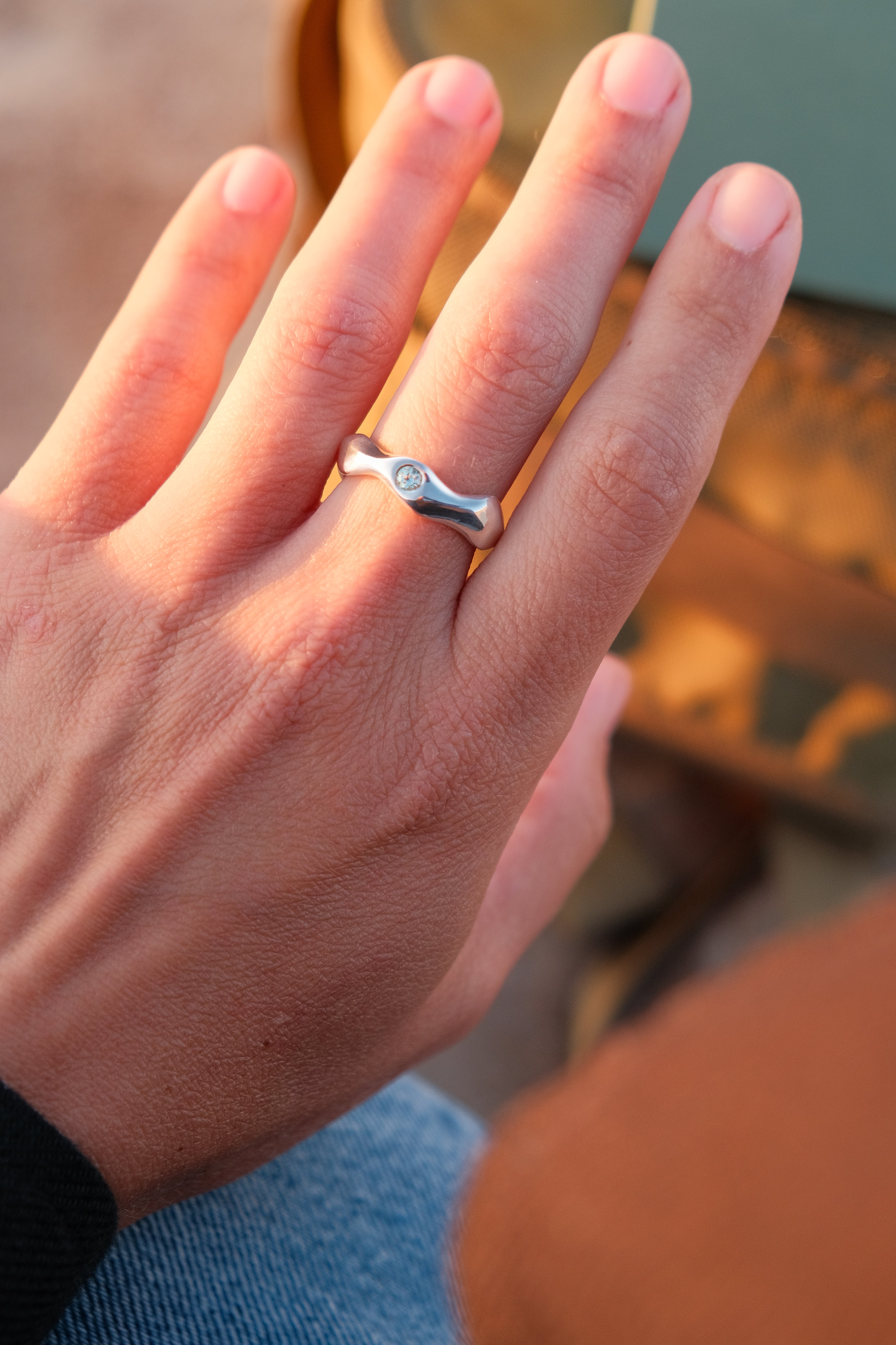 Reflect Wave Ring - Montana Sapphires in Sterling Silver