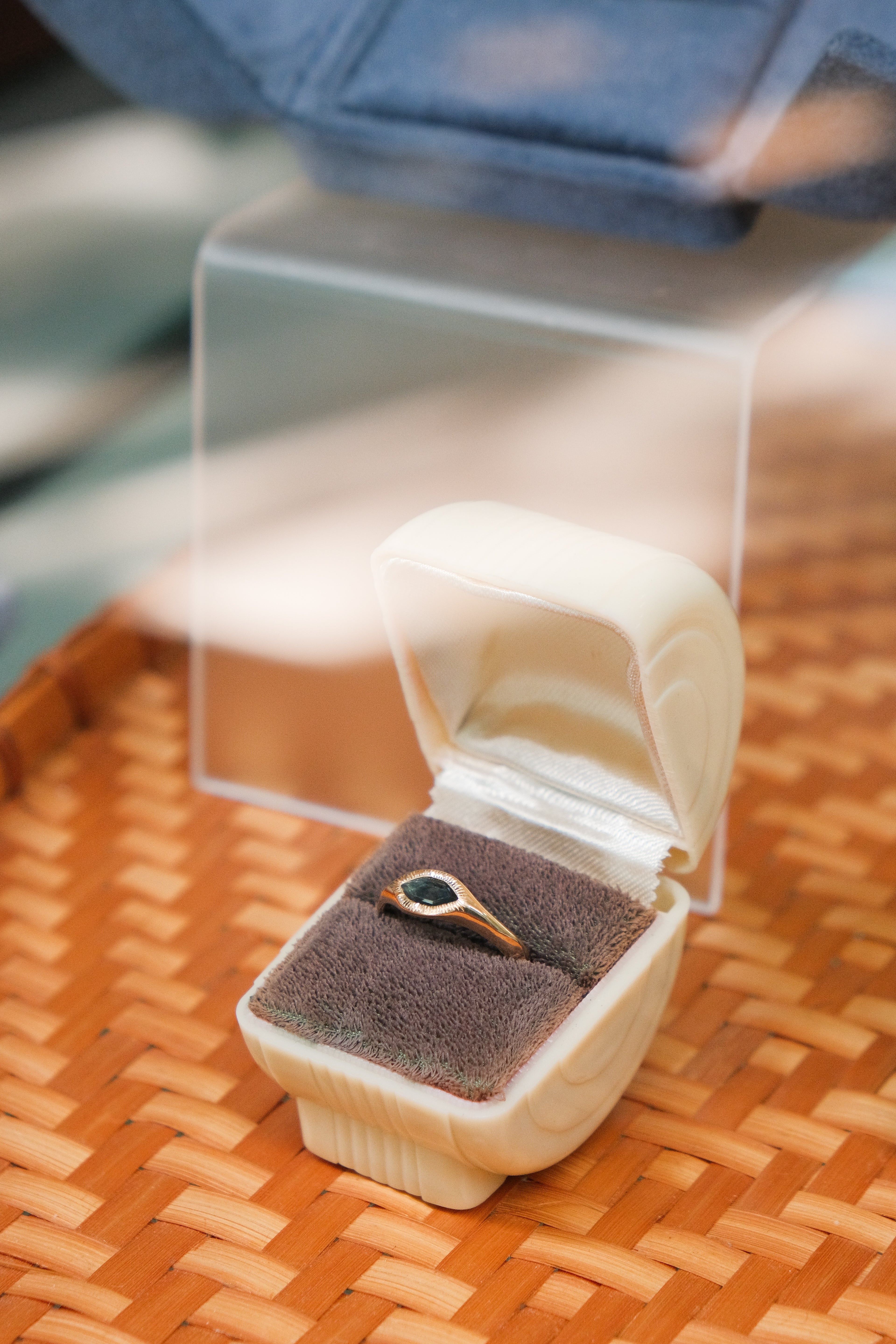 Radiant Lake Ring - Australian Marquise Sapphire in 14k Yellow Gold