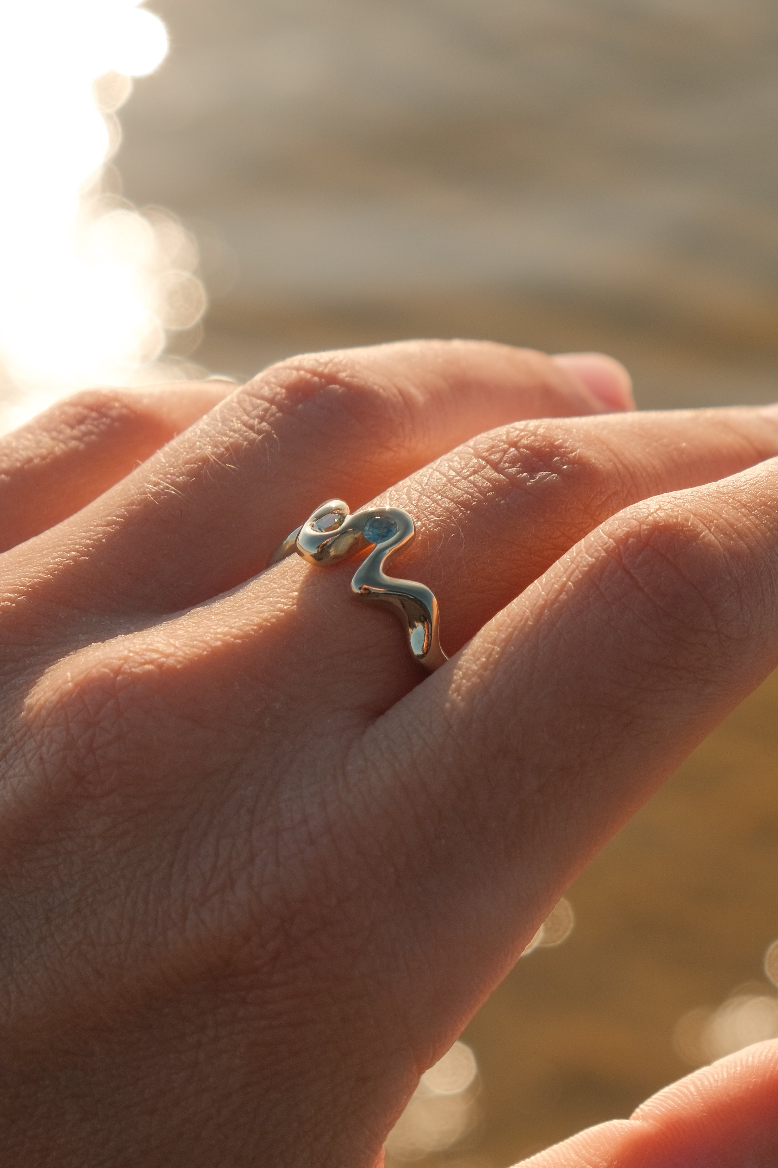 Sapphire Flow Ring - 14k Yellow Gold