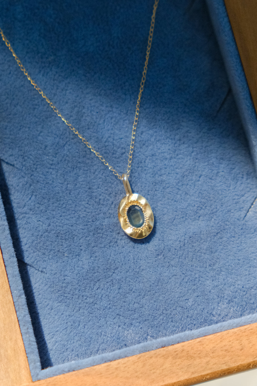 Unearthed Pendant - Oval Sapphire in 14k Yellow Gold