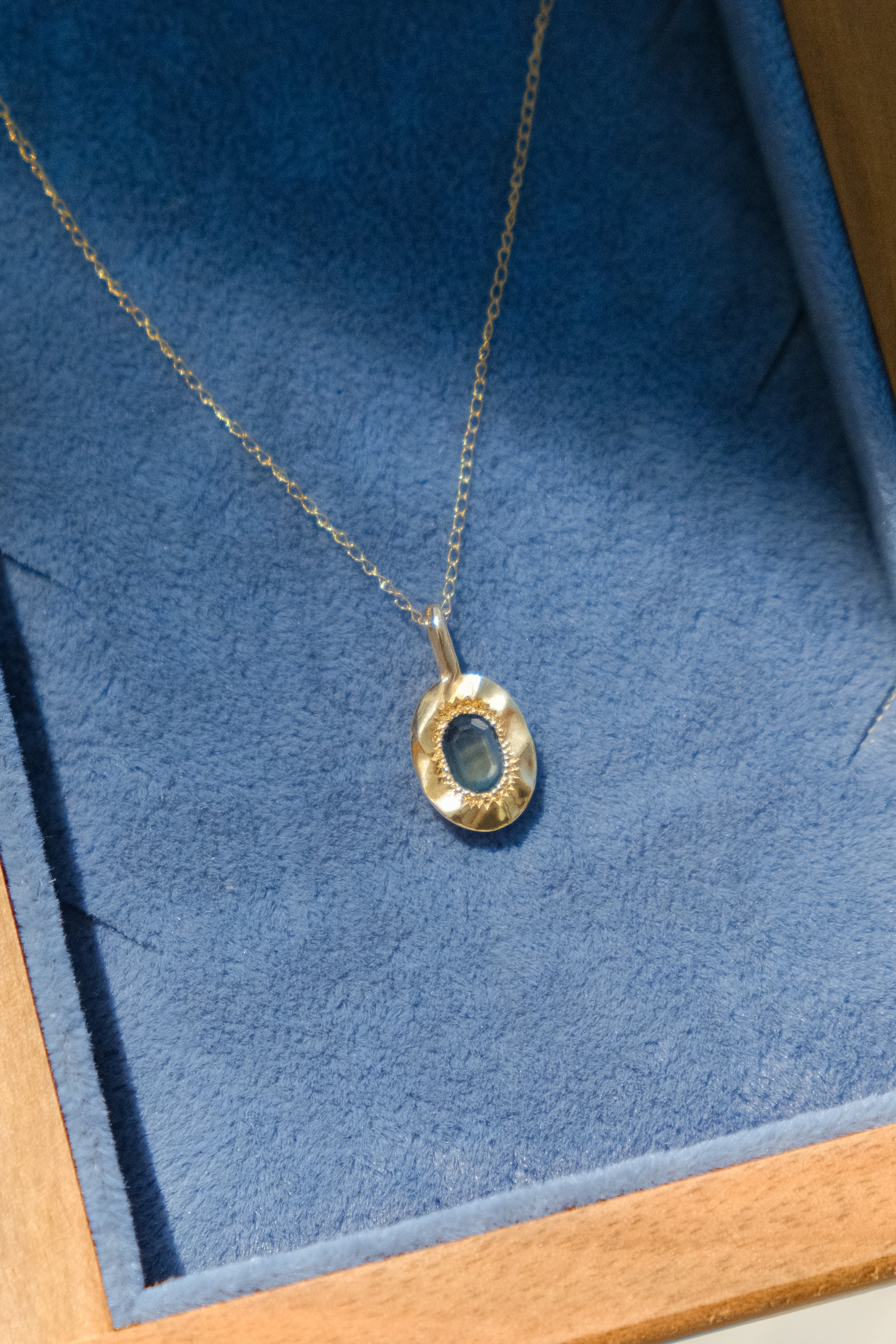 Unearthed Pendant - Oval Sapphire in 14k Yellow Gold