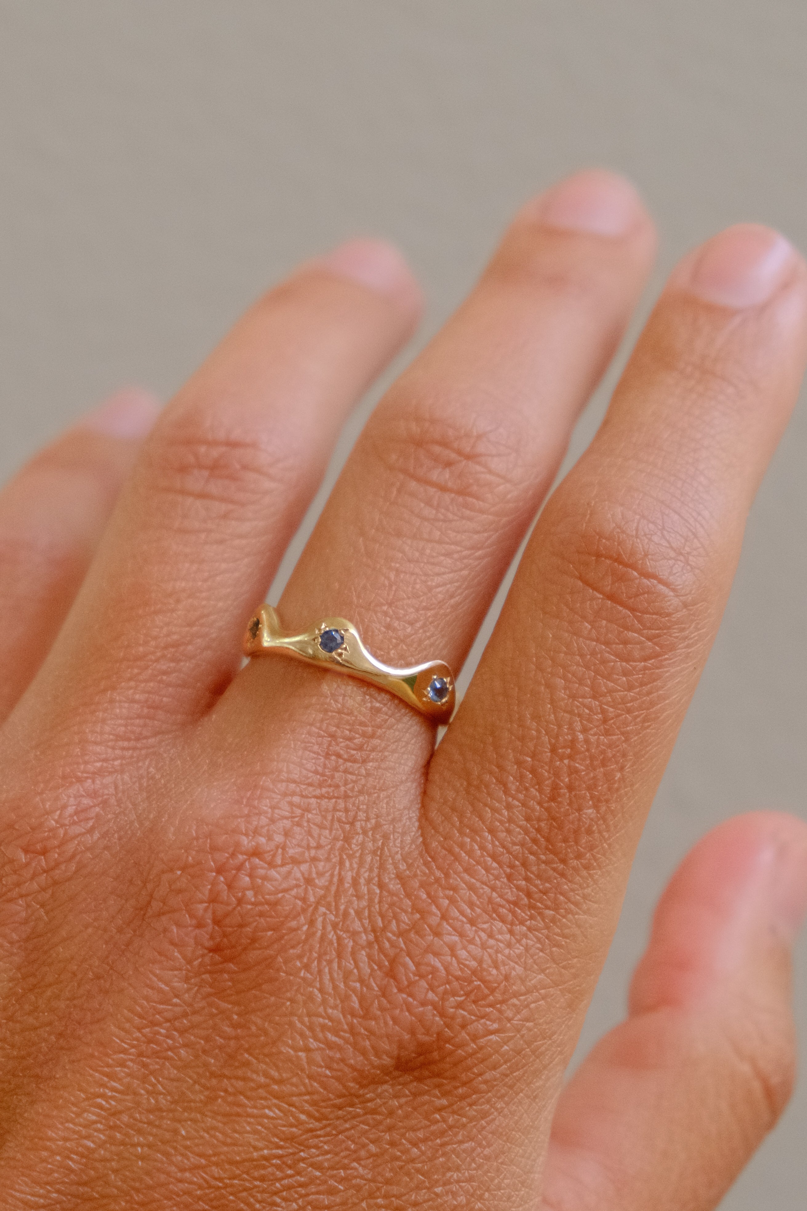 Gradient Wave Ring - Australian Sapphires in 14k Yellow Gold