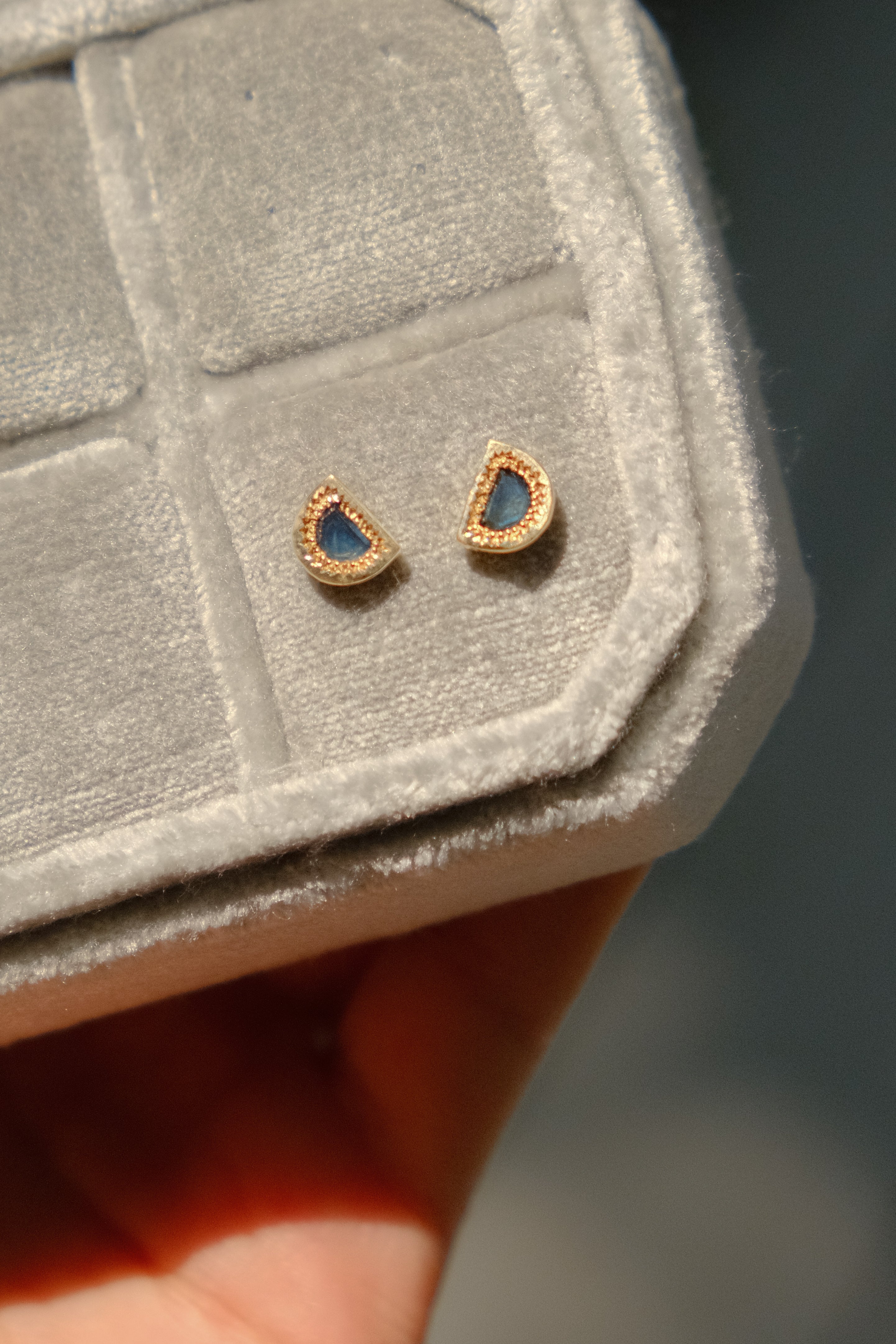 Unearthed Sapphire Half Moon Earrings