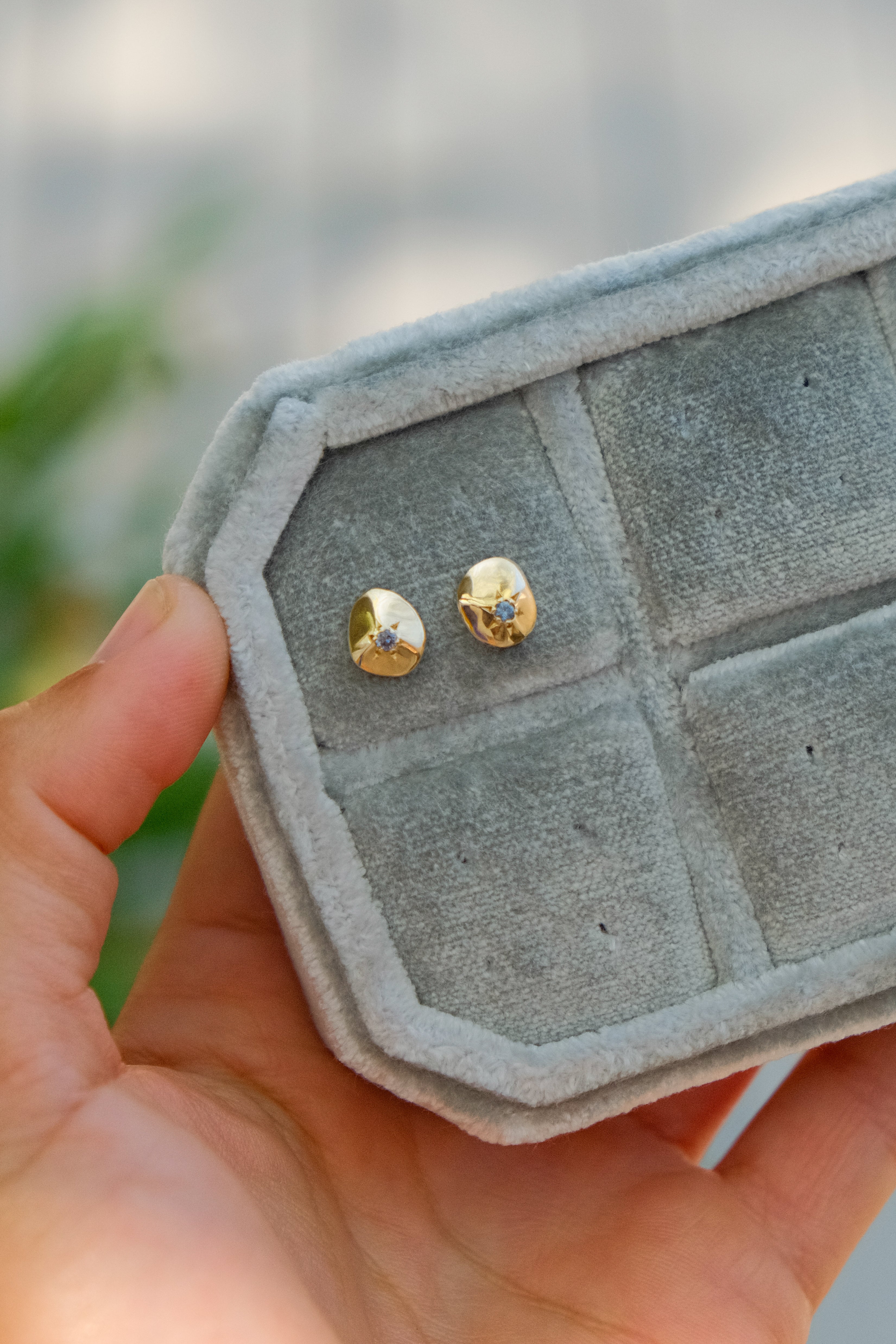 Reflect Sapphire Freeform Earrings in 14k Yellow Gold