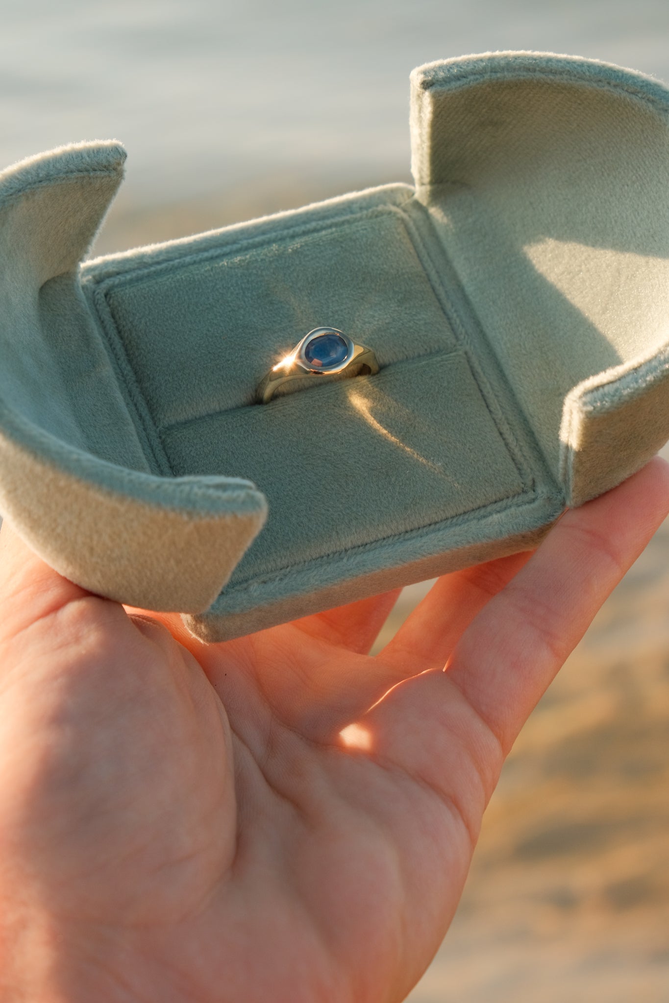 Calm Waters Ring - Opalescent Sapphire in 14k Yellow Gold